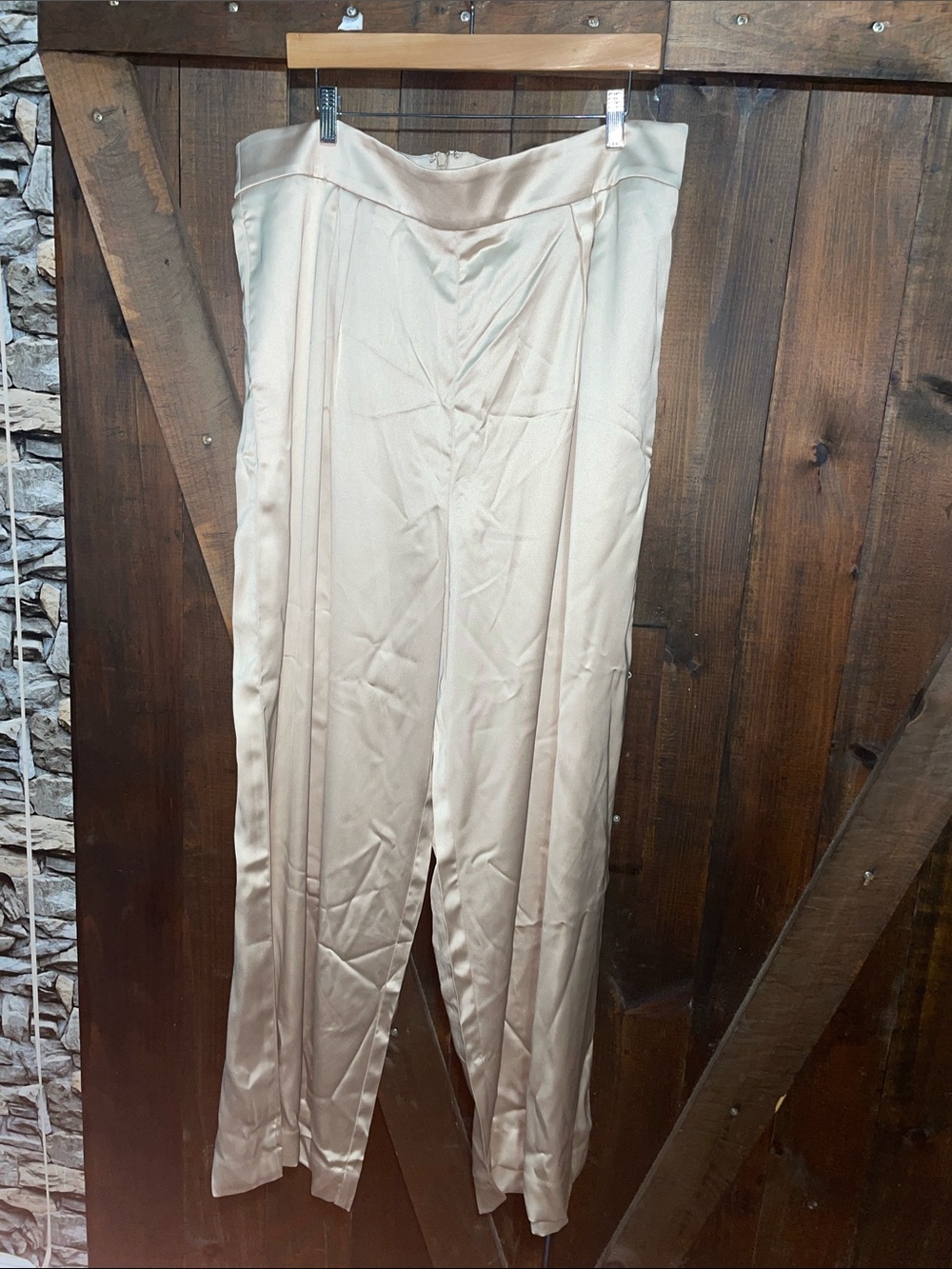 Banana Republic High-Rise Satin Gold Wide-Leg Pants